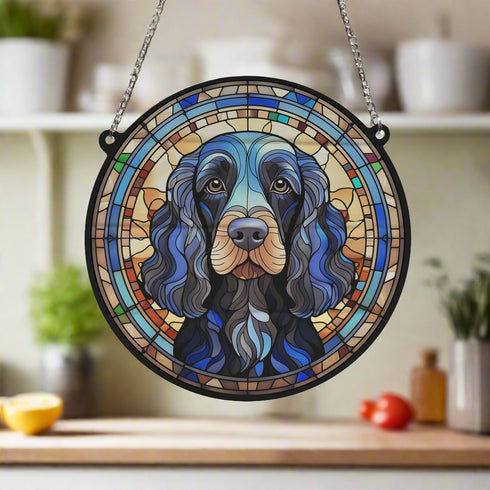Cocker (Working) Black Stained Glass Effect Suncatcher